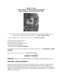 March 7, 2021 Third Sunday of Lent/Communion Sunday Again & Again, We Are Shown The