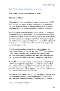 The Volcker Rule and Regulations of Scope