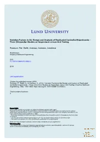 Variation Factors in the Design and Analysis of Replicated Controlled Experiments - Three (Dis)Similar Studies on Inspections Versus Unit Testing