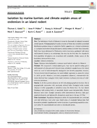 Isolation by Marine Barriers and Climate Explain Areas of Endemism in an Island Rodent