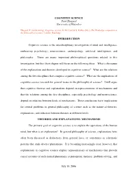 July 10, 2006 COGNITIVE SCIENCE Paul Thagard University Of