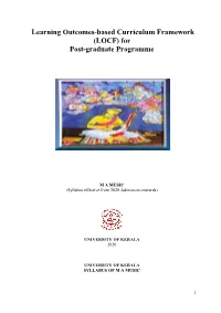 Learning Outcomes-Based Curriculum Framework (LOCF) for Post-Graduate Programme