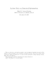 Lecture Notes on Numerical Optimization