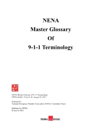 NENA Master Glossary of 9-1-1 Terminology