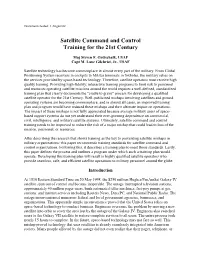 Satellite Command and Control Training for the 21St Century