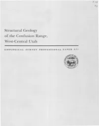Structural Geology of the Confusion Range, West-Central Utah