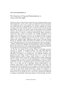 The Dialectics of Class and Postcolonialism in Cities of the Red Night