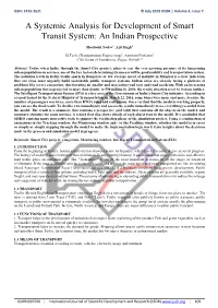 A Systemic Analysis for Development of Smart Transit System: an Indian Prospective