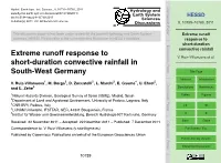 Extreme Runoff Response to Short-Duration Convective Rainfall