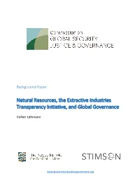 Natural Resources, the Extractive Industries Transparency Initiative, and Global Governance