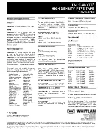 Tape-Unyte High Density Ptfe Tape