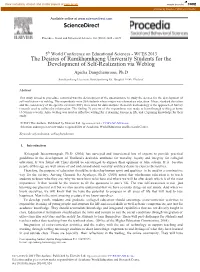 The Desires of Ramkhamhaeng University Students for the Development of Self-Realization Via Weblog Apicha Dangchamroon, Ph.D