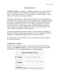 A Number Is a Mathematical Object Used to Count, Label, and Measure