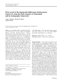First Record of the Leptonectid Ichthyosaur Eurhinosaurus Longirostris from the Early Jurassic of Switzerland and Its Stratigraphic Framework