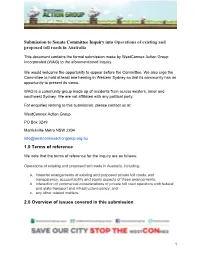 Submission to Senate Committee Inquiry Into Operations of Existing and Proposed Toll Roads in Australia
