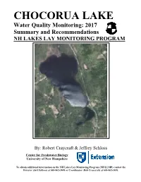 CHOCORUA LAKE Water Quality Monitoring: 2017 Summary and Recommendations NH LAKES LAY MONITORING PROGRAM