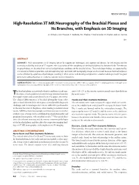 High-Resolution 3T MR Neurography of the Brachial Plexus and Its Branches, with Emphasis on 3D Imaging