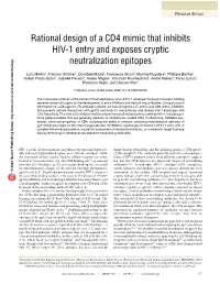 Rational Design of a CD4 Mimic That Inhibits HIV-1 Entry and Exposes Cryptic Neutralization Epitopes