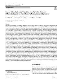 Review of the Methods of Transition from Partial to Ordinary Differential