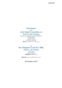 Submission Joint Select Committee on End of Life Choices Rev Margaret