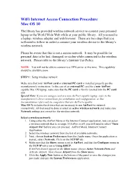 Wifi Internet Access Connection Procedure Mac OS 10