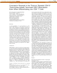Coreceptor Reversal in the Thymus: Signaled CD4 8 Thymocytes