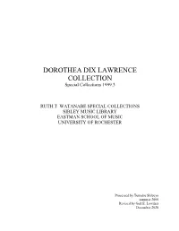 DOROTHEA DIX LAWRENCE COLLECTION Special Collections 1999.3