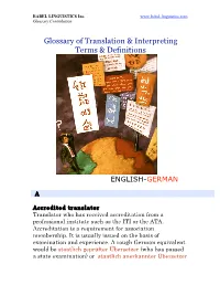 Glossary of Translation & Interpreting Terms & Definitions