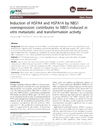 Induction of HSPA4 and HSPA14 by NBS1 Overexpression Contributes To