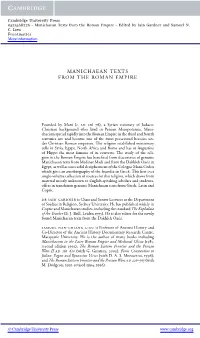 Manichaean Texts from the Roman Empire - Edited by Iain Gardner and Samuel N