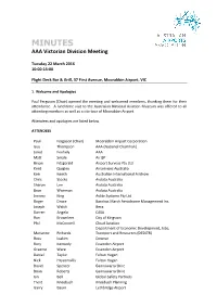 MINUTES AAA Victorian Division Meeting