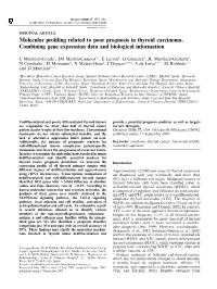 Molecular Profiling Related to Poor Prognosis in Thyroid Carcinoma