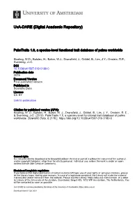 Palmtraits 1.0, a Species-Level Functional Trait Database of Palms Worldwide