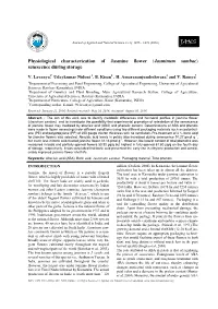 Physiological Characterization of Jasmine Flower (Jasminum Sambac) Senescence During Storage