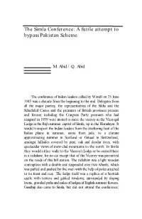 The Simla Conference: a Futile Attempt to Bypass Pakistan Scheme