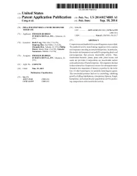 (12) Patent Application Publication (10) Pub. No.: US 2014/0274885 A1 Cong Et Al