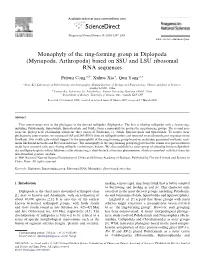 Monophyly of the Ring-Forming Group in Diplopoda (Myriapoda, Arthropoda) Based on SSU and LSU Ribosomal RNA Sequences