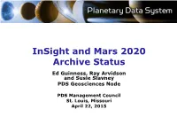 Node Report for PDS MC Face-To-Face Meeting
