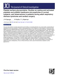 Platelet Surface Glycoproteins. Studies on Resting and Activated Platelets and Platelet Membrane Microparticles in Normal Subjec