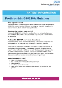 Prothrombin G20210A Mutation
