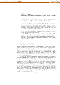 The NOG Sample: Selection of the Sample and Identiﬁcation of Galaxy Systems