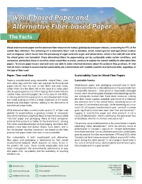 Wood-Based Paper and Alternative Fiber-Based Paper the Facts