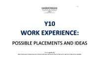 Y10 Work Experience