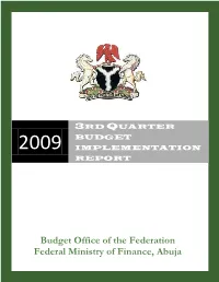 2009 Third Quarter Budget Implementation Report