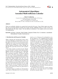 Astronomical Algorithms: Amended Multi-Millennia Calendar