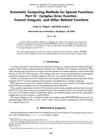 Automatic Computing Methods for Special Functions. Part IV. Complex Error Function, Fresnel Integrals, and Other Related Functions