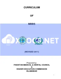 Curriculum of Mbbs