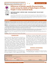 Differences of Domain-Specific Physical Activity Levels