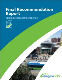 Final Recommendation Report REIMAGINING PUBLIC TRANSIT TOGETHER