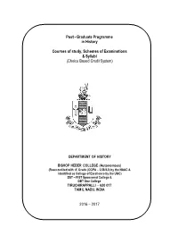 Graduate Programme in History Courses Of